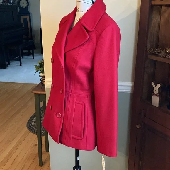 NWT! Ann Klein red wool coat - Picture 2 of 12